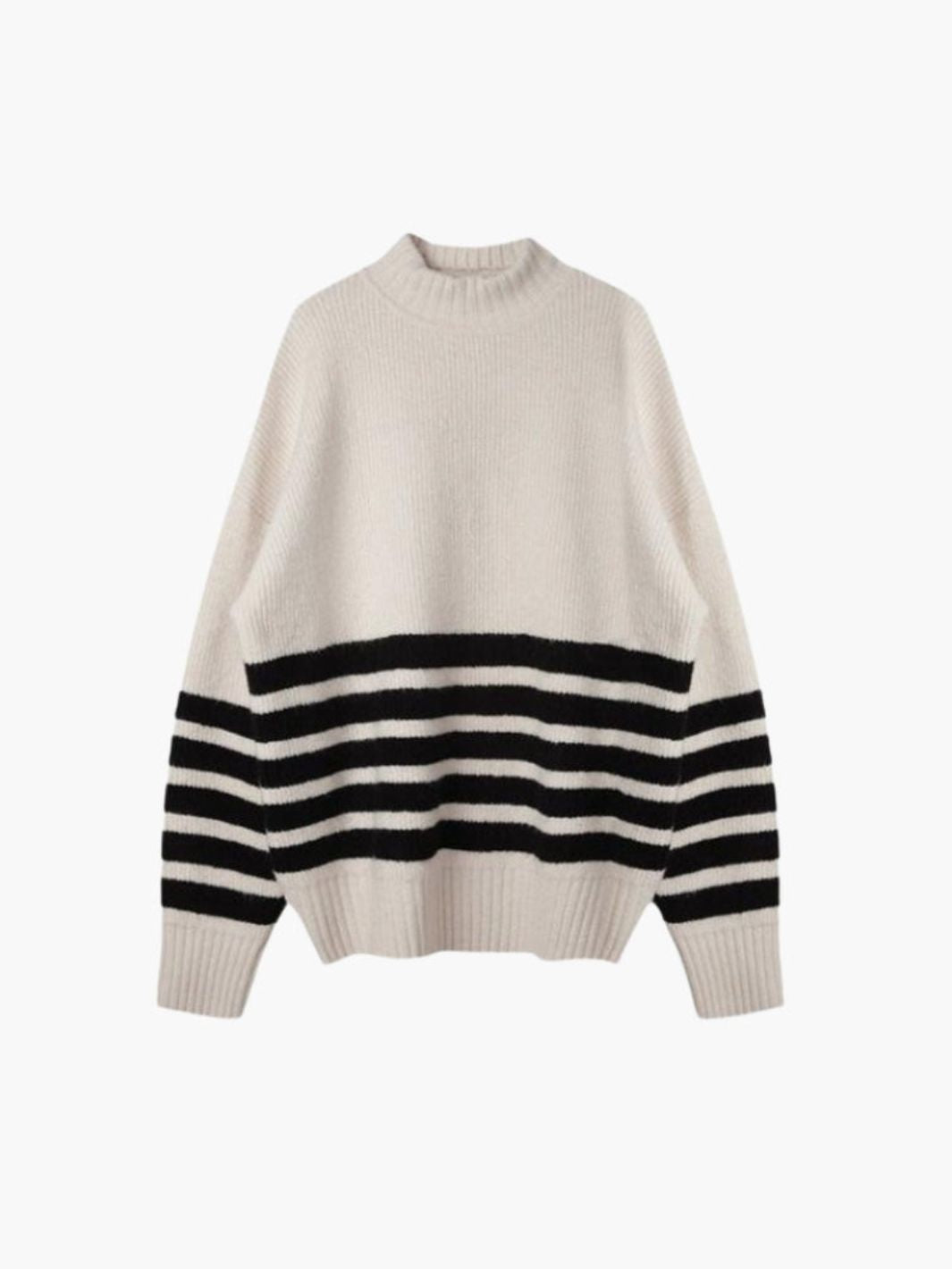 Damski Sweter w Paski | Luźny Krój z Golfem